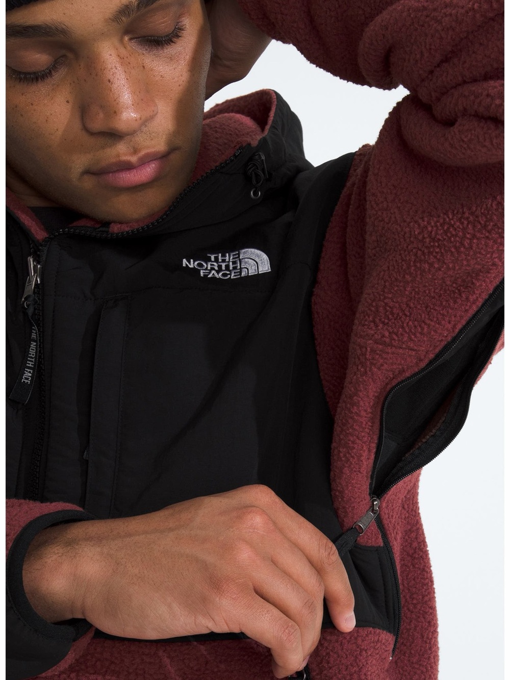 The North Face Retro Denali Burgundy Hooded Full Zip Fleece Jacket Men’s XS - Picture 7 of 10